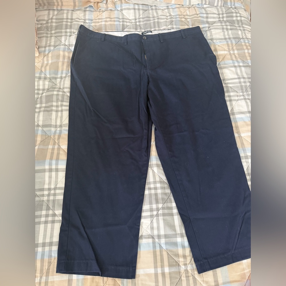 Lands' End Navy Flat-Front Chinos 48x29